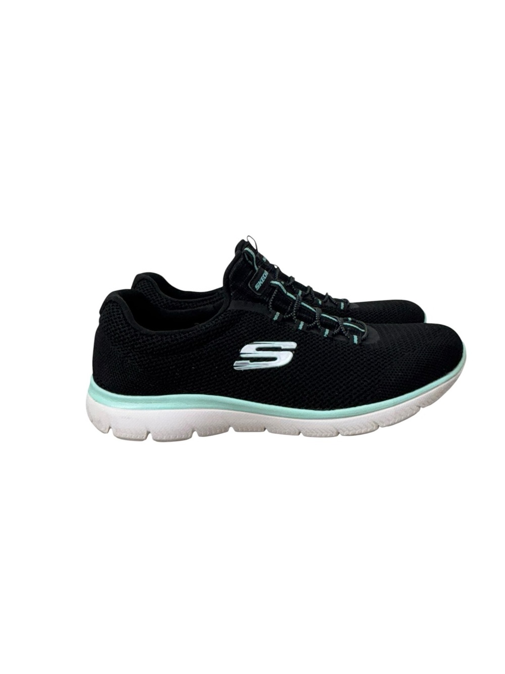Skechers Summits Cool Classic Slip On Sneakers Black Turquoise Women’s 8.5